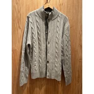 Vintage Y2k Reserve Patrick James Cashmere Cardigan Cable Knit Gray Men's Large